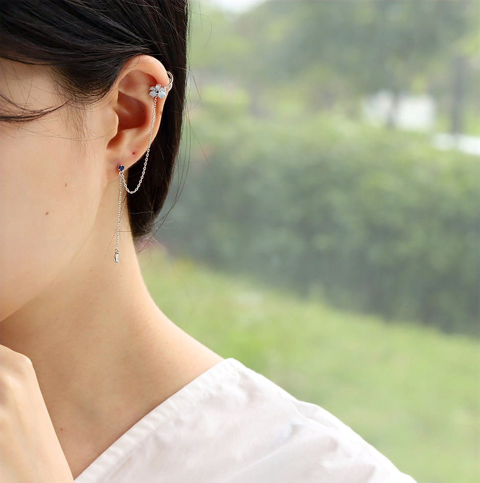 Thumbnail: Flower Cuff Chain Earring