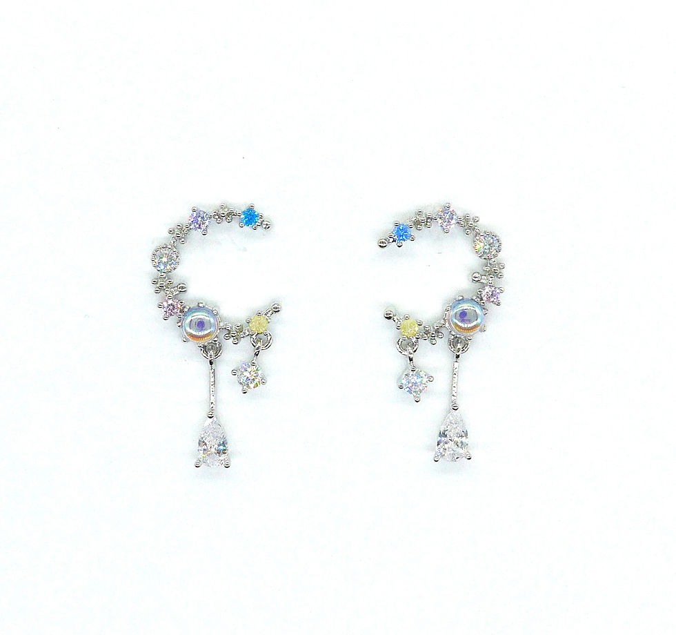 Thumbnail: Dainty Moon Dangle Stars Earring