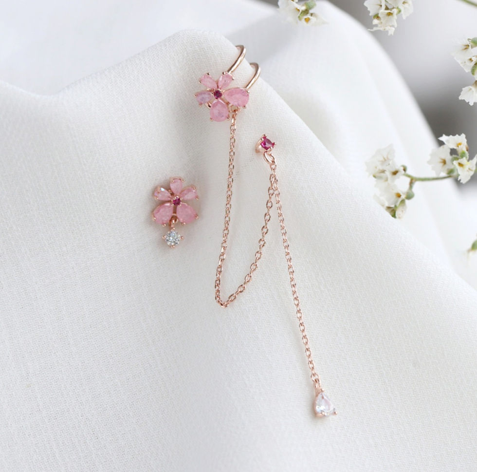 Thumbnail: Flower Cuff Chain Earring