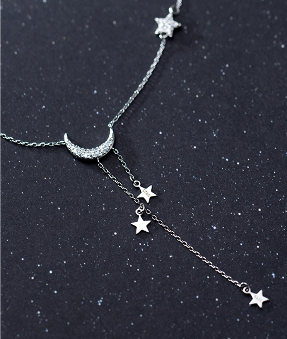 Thumbnail: Swinging Moon and Star Choker Necklace - MOOII