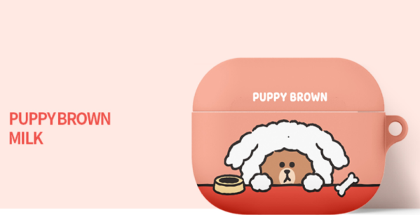 Thumbnail: Line Friends Puppy Brown Meal Time Airpods Pro case