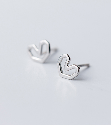 Thumbnail: Little Sweet Heart Sterling Silver Ear Studs