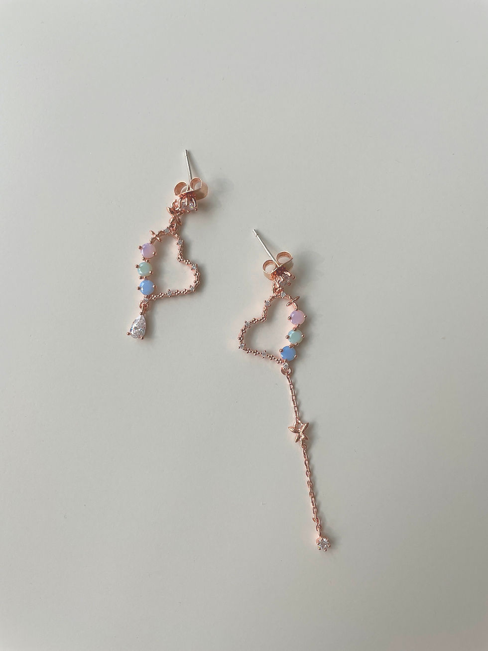 Thumbnail: Asymmetrical Heart Drop Long Earring