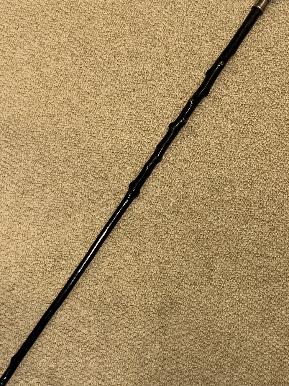 Thumbnail: Antique Holly Walking Stick Cane - Hand-Carved Nightcap Man Head & Silver Collar