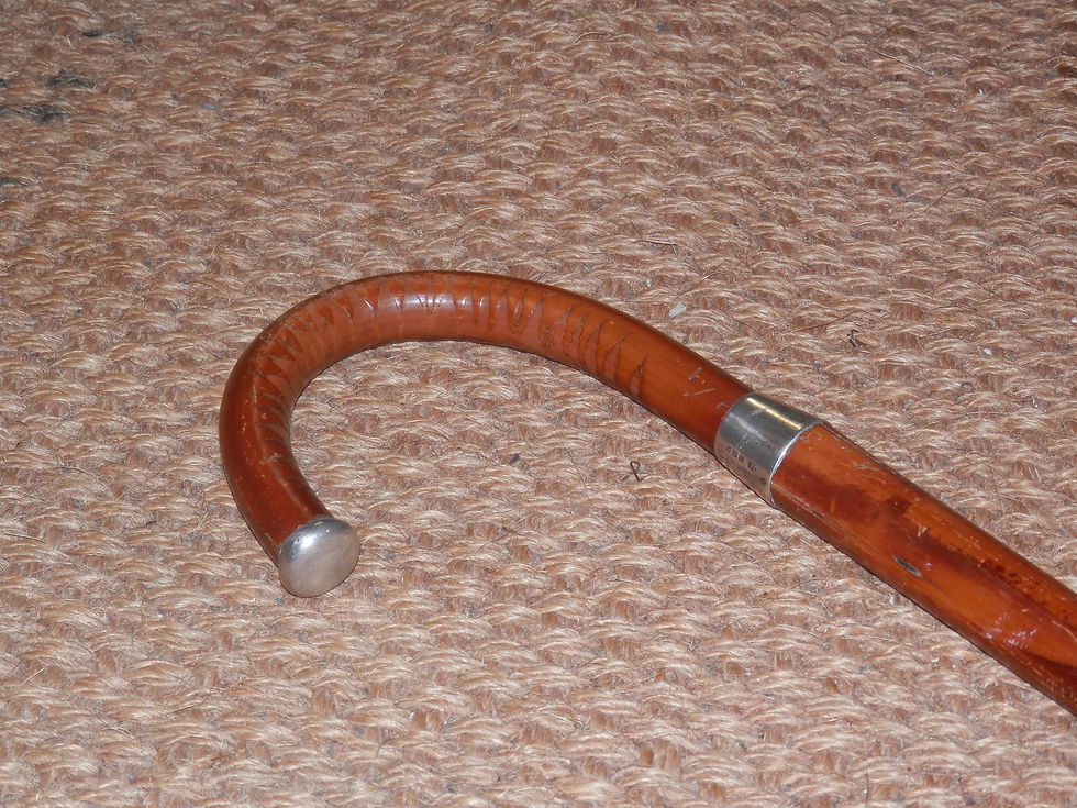 Thumbnail: Antique Hallmarked Silver Collar & End London 1911 J.C Crook Walking Stick 89cm