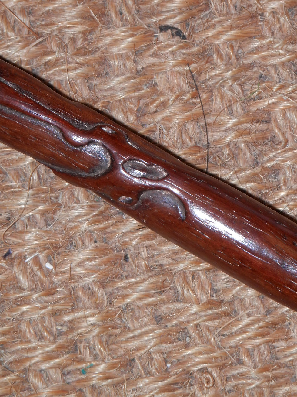 Thumbnail: Antique Walrus Tooth Handle Hand Carved Oriental Floral Walking Stick