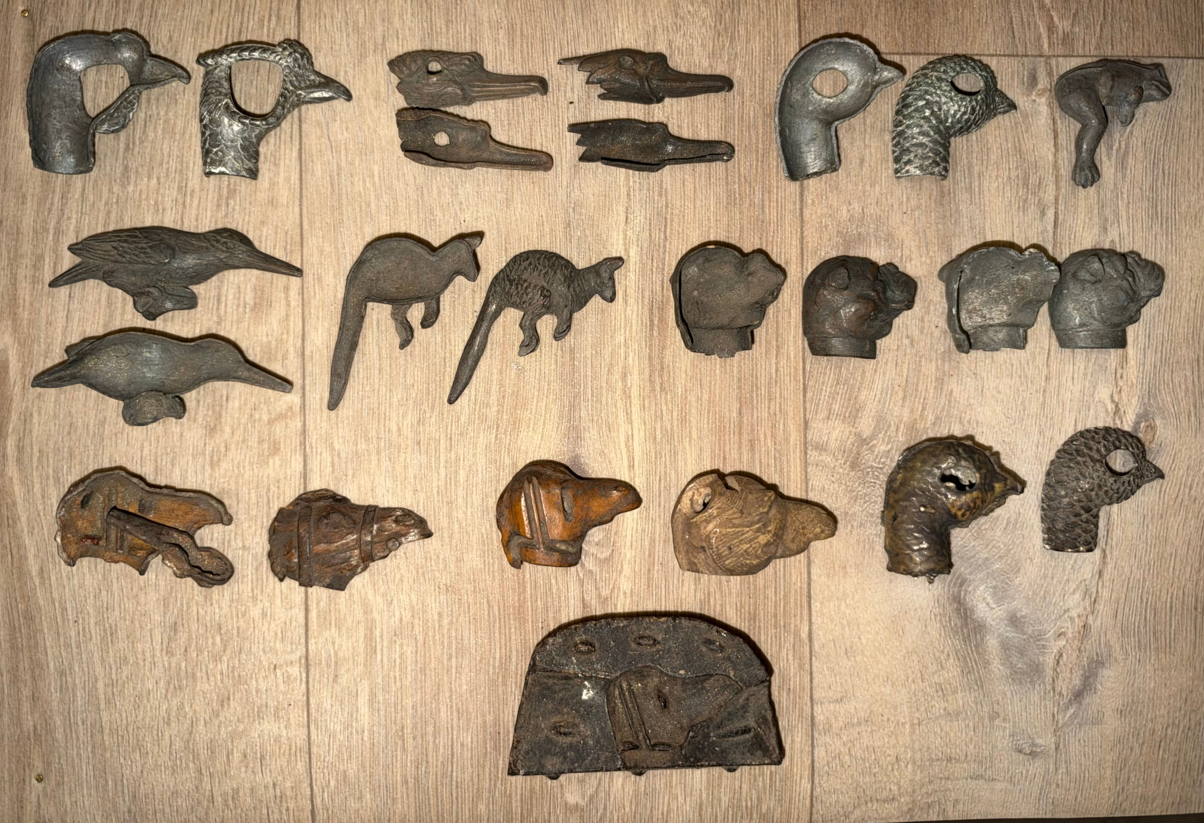 Antique Set of Czilinsky Family Metal Wood & Resin Animal Castings & Mould