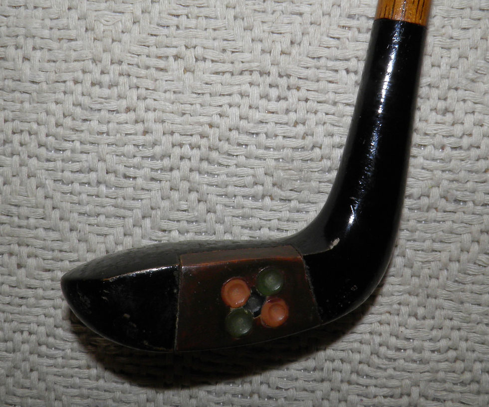 Thumbnail: Antique Maple Scottish Sunday Sabbath Golf Walking Stick Cane Inlaid Club Head