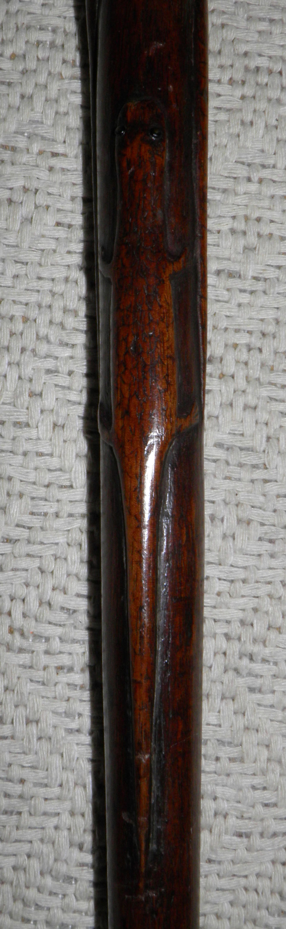 Thumbnail: Antique Walking Stick / Cane Hand Carved Lady's Head Shaft With Carved Snakes