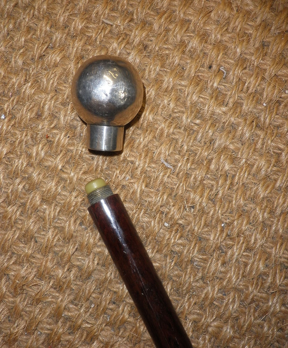 Thumbnail: Antique Hallmarked Silver Gadget Snake Wood Cane Cigarette Holder
