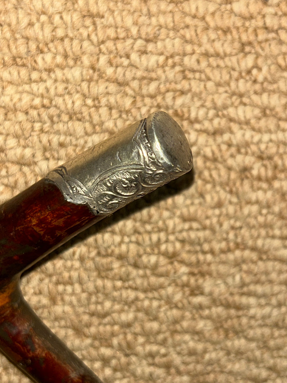Thumbnail: Antique Rustic Walking Stick / Cane - Fritz Handle & Hallmarked 1909 Silver