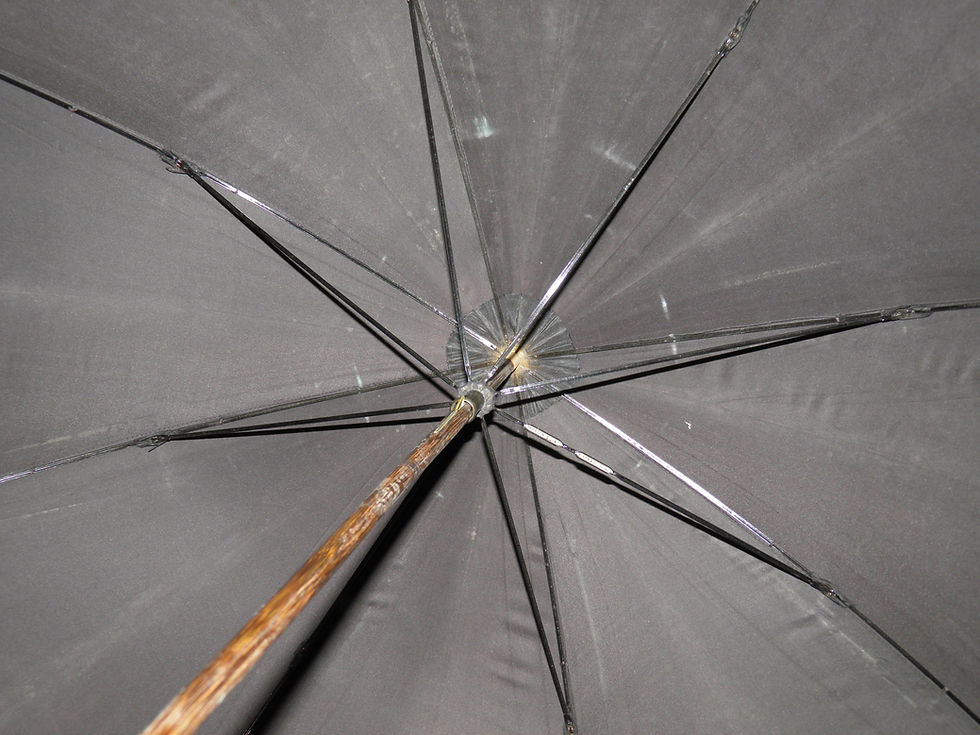Thumbnail: Antique Detailed Sterling Silver Black Canopy Ladies Umbrella