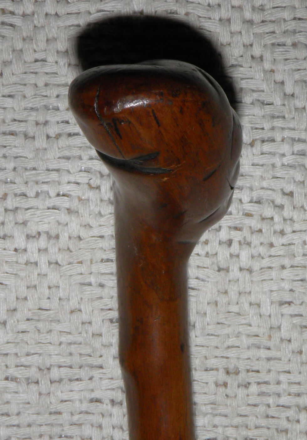 Thumbnail: Rustic Bramble Walking Stick / Cane Grotesque Man's Face With Hat W/ Wrist Strap