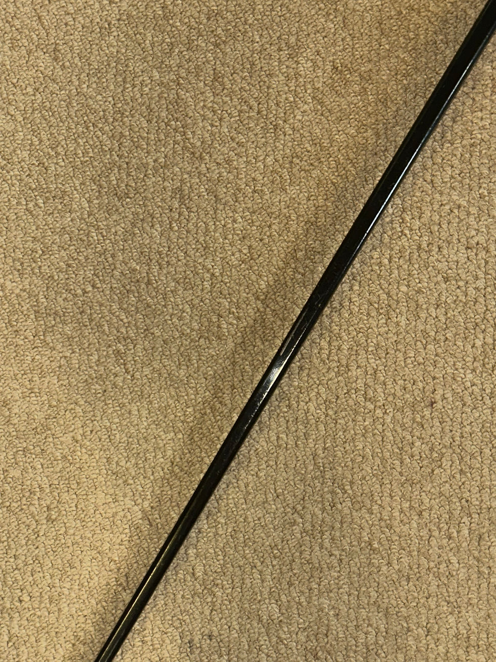 Thumbnail: Antique Square Walking Stick / Cane - Bovine Horn Fritz & Striped Brass Collar