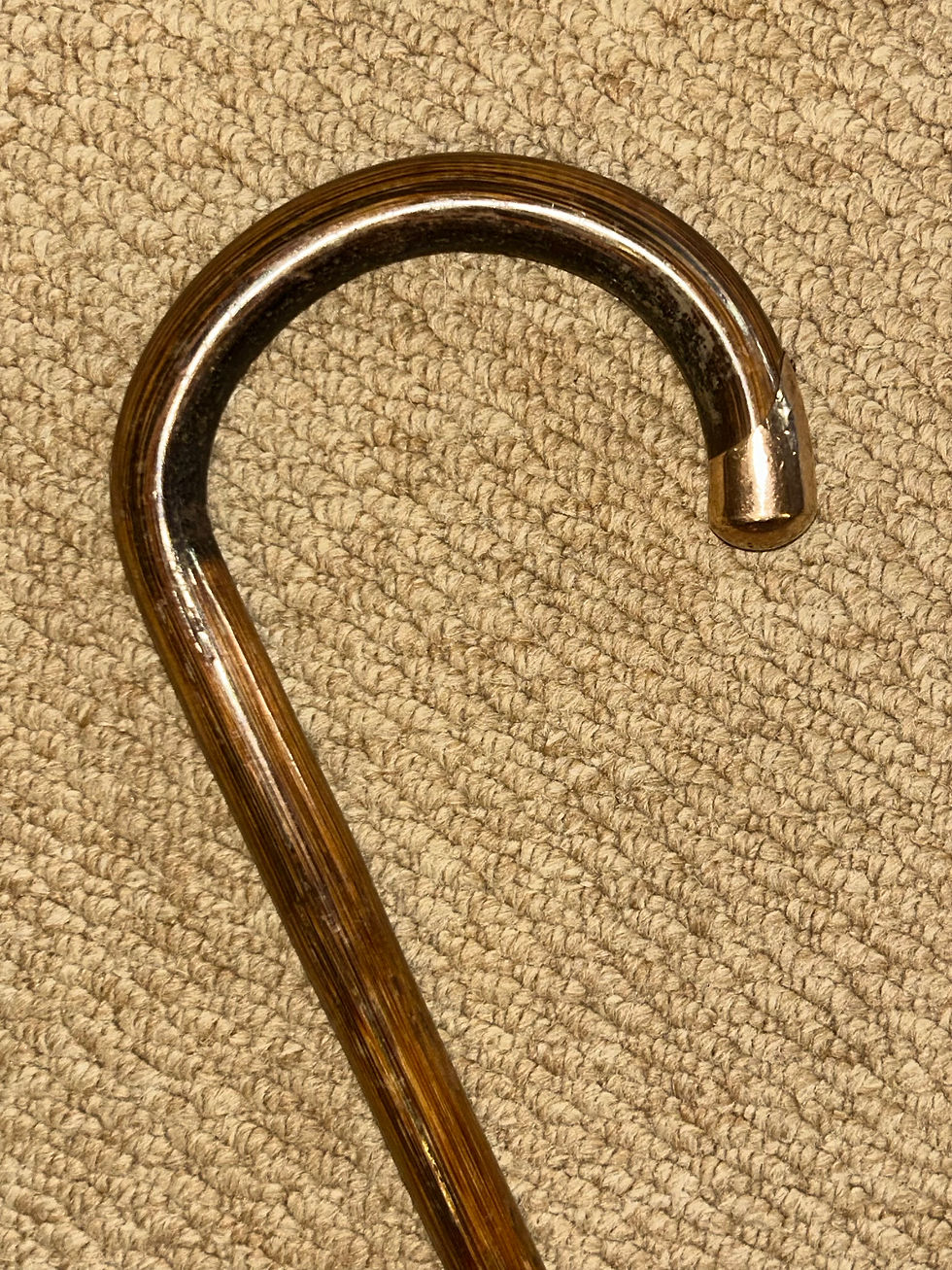 Victorian Walking Stick - Crook Handle & Hallmarked 1878 9 Carat Gold Crown
