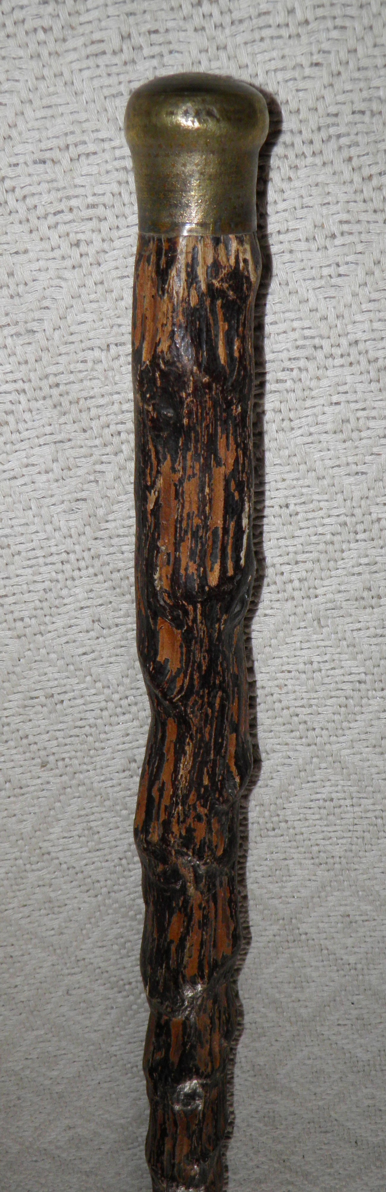 Antique Jersey Cabbage Walking Stick / Cane Brass Pommel Jersey Coat Of Arms