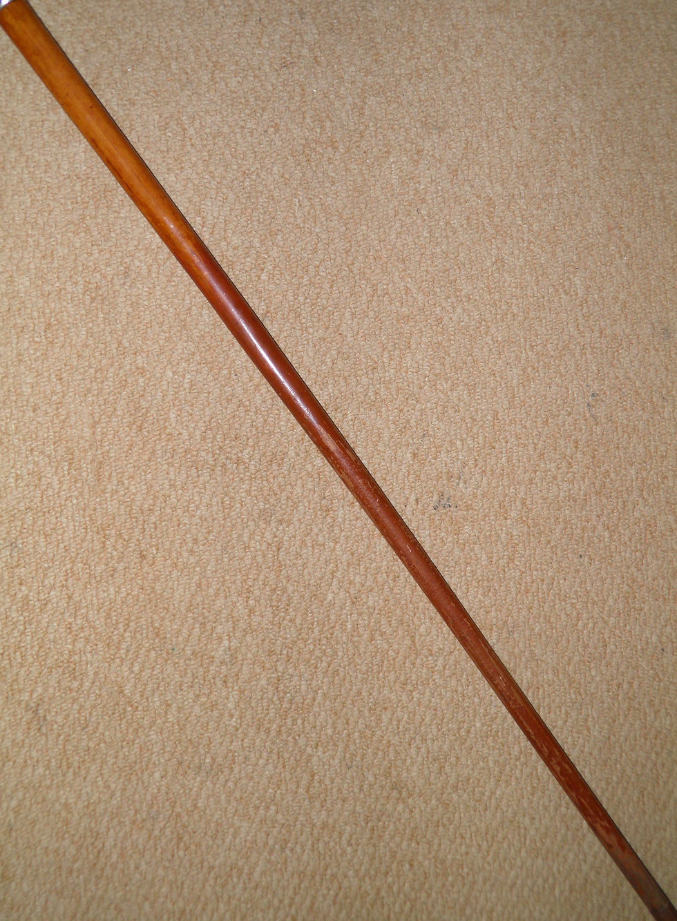 Thumbnail: Antique Malacca Walking Stick / Cane Antler Fritz Handle Silver Collar 87cm Long