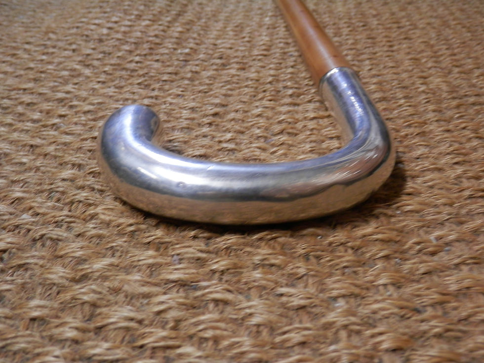 Thumbnail: Antique Gents 1927 Military Hallmarked Swedish Silver Crook Maker KGMGA Helaktar