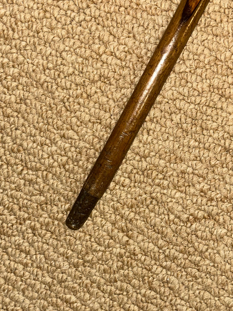 Thumbnail: Antique Olive Wood Greek Kepkypa Corfu Walking Stick - Hand-Carved Horse Handle
