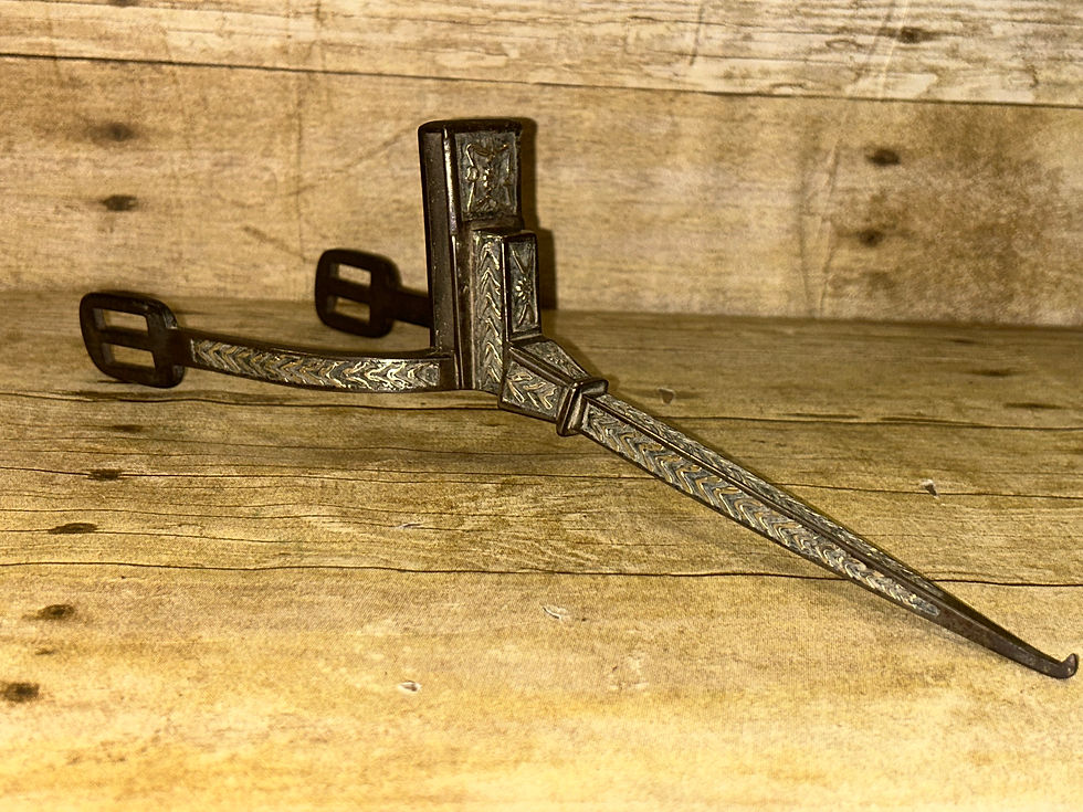 Thumbnail: Pair Of Early 19th Century Islamic Algerian Ottoman Prick Spurs - Silver Inlay
