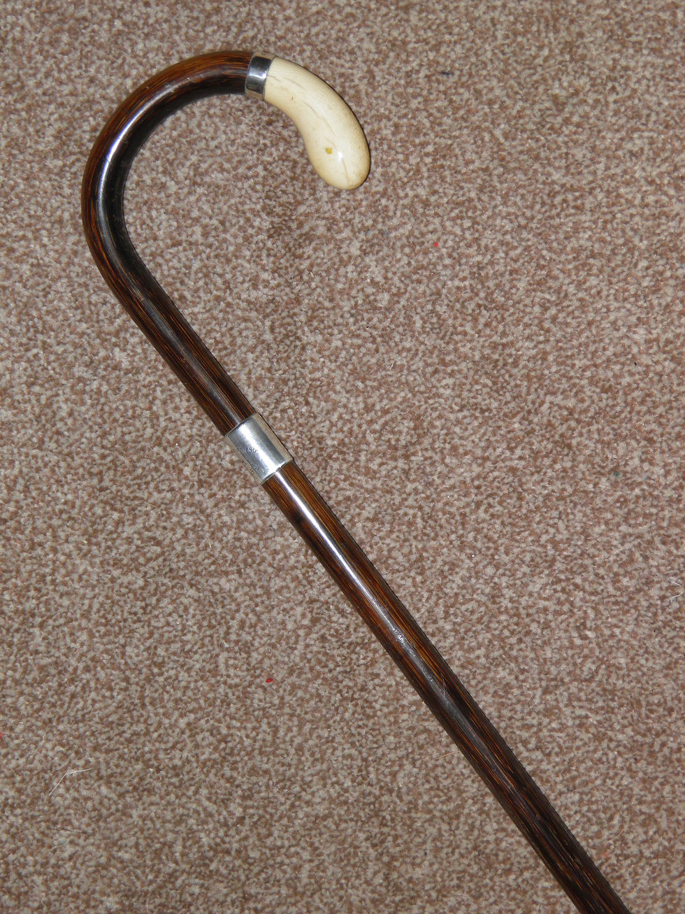 Thumbnail: Antique Hallmarked 1919 Silver Rosewood Walking Stick By James Smith & Sons