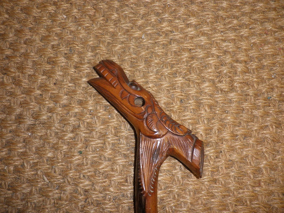 Thumbnail: Vintage Japanese Dragon Top Carved Wooden Shaft Walking Stick 104cm