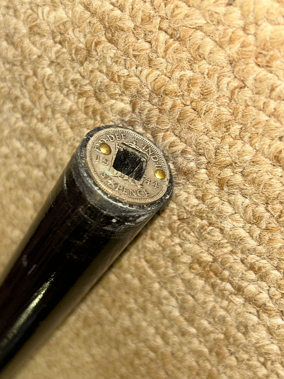 Thumbnail: Antique Gadget Walking Stick - Hallmarked 1946 Silver Pull Out Sword