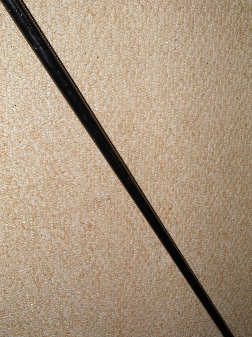 Thumbnail: Antique Walking Stick / Cane - Black Jet Ball Top & Nickel Silver Collar