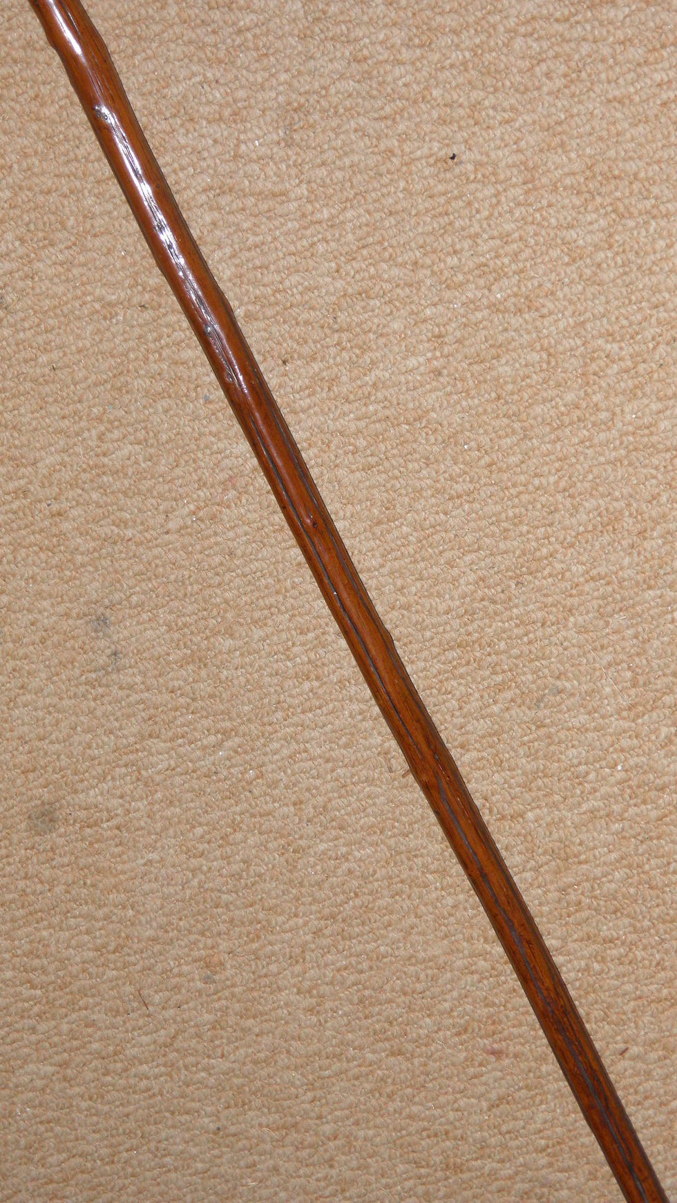 Thumbnail: Antique Rustic Walking Stick - Crook Handle & Silver Snarling Dog Head & Leaves
