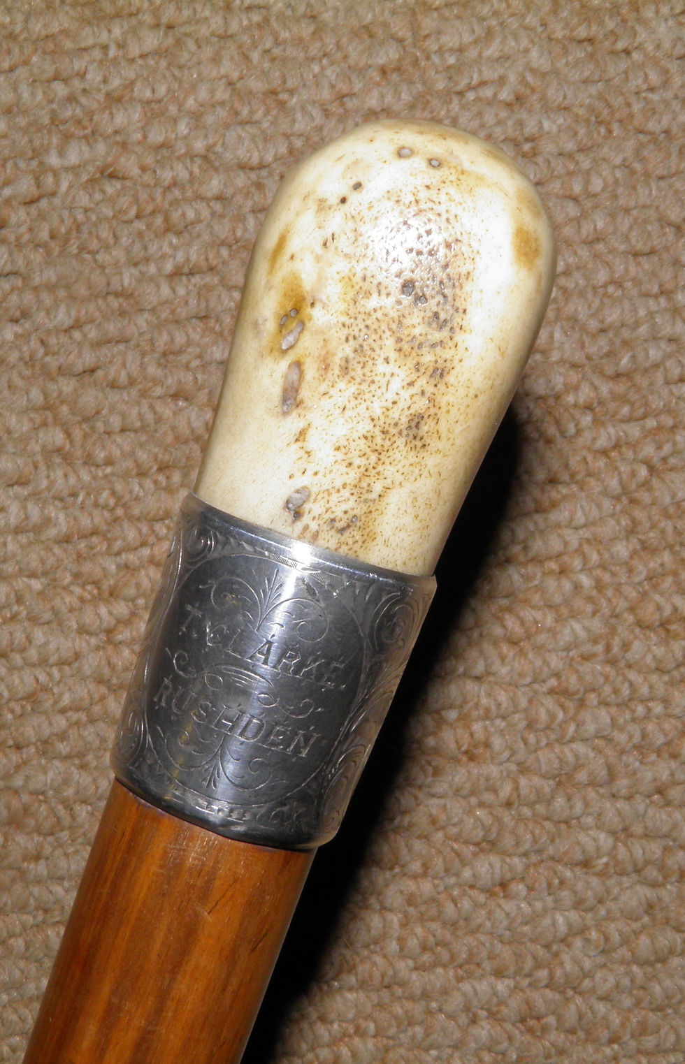 Thumbnail: Victorian Northhants Masonic Gents Walking Stick Hallmarked Silver Collar 1891
