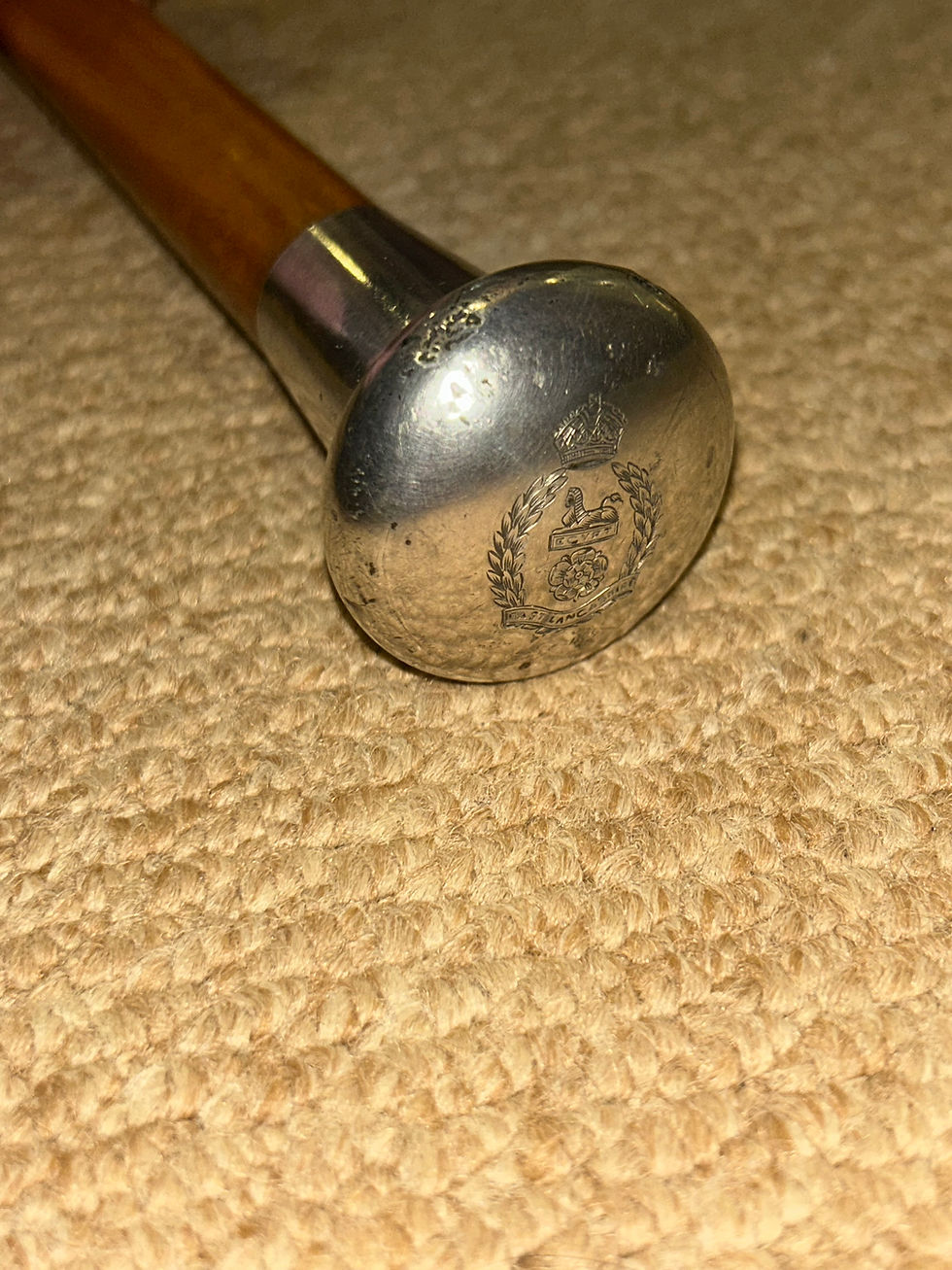 Thumbnail: Military Walking Stick Drill Cane - Hallmarked 1934 Silver East Lancashire Reg