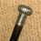 Thumbnail: Antique Ebonised Walking Stick / Cane - Hallmarked 1917 Silver Striped Top