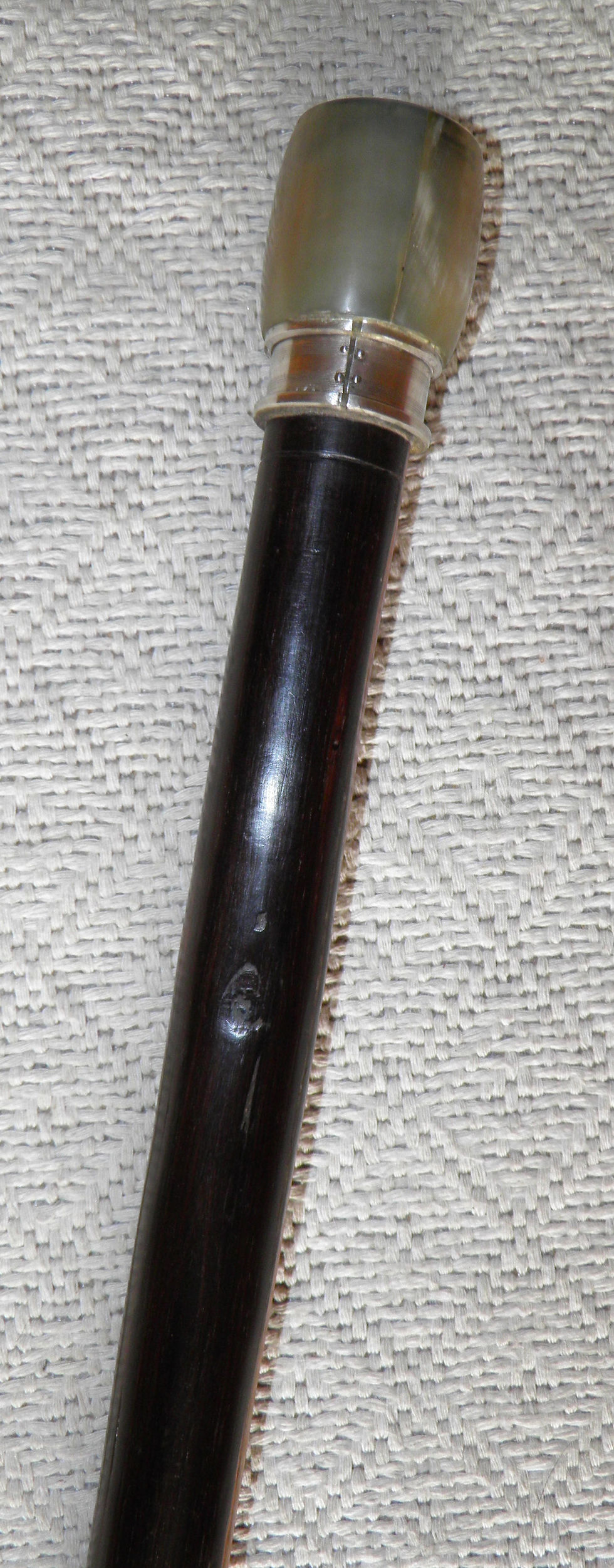 Thumbnail: Antique 2 Tone Ebony Walking Stick / Cane Hallmarked Silver 1929 Silver Collar