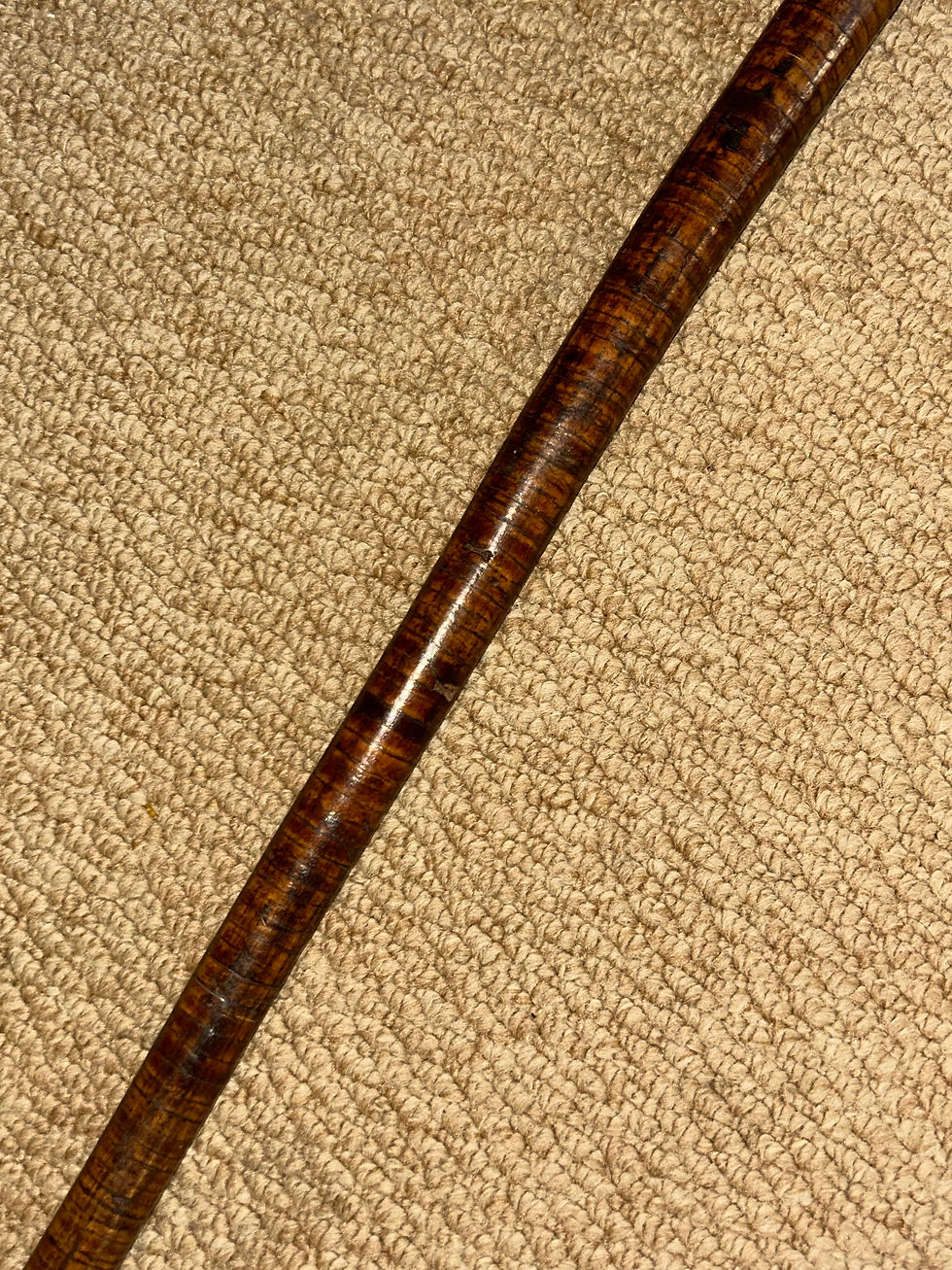 Thumbnail: Antique Semi-Flex Complete Brown Leather Washers Stick / Cane - Crook Handle