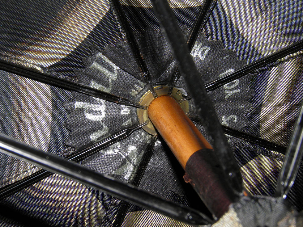 Thumbnail: Antique Black & Grey Canopy Walking Umbrella By Kendall - 85cm Tall