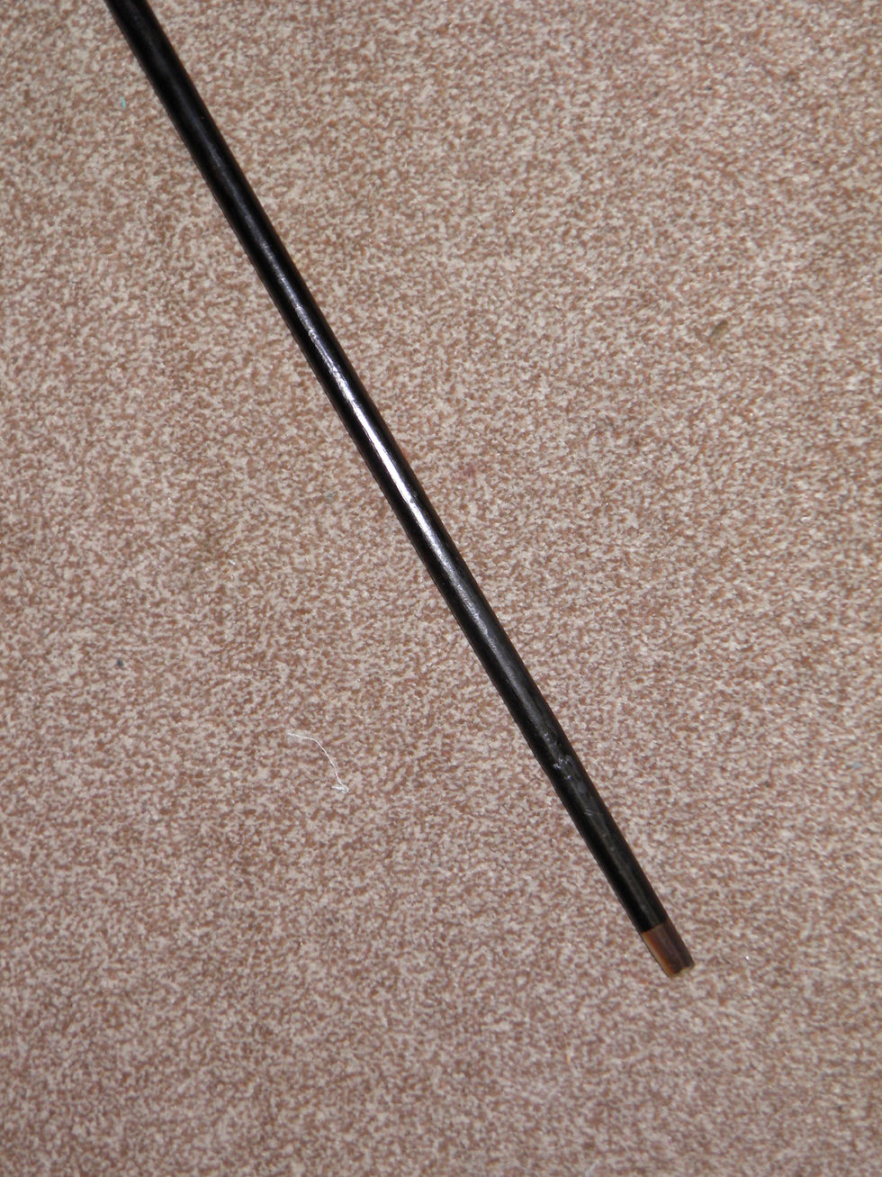 Thumbnail: Antique Ebonised Dress Cane With Bovine Horn Handle & Gold Collar