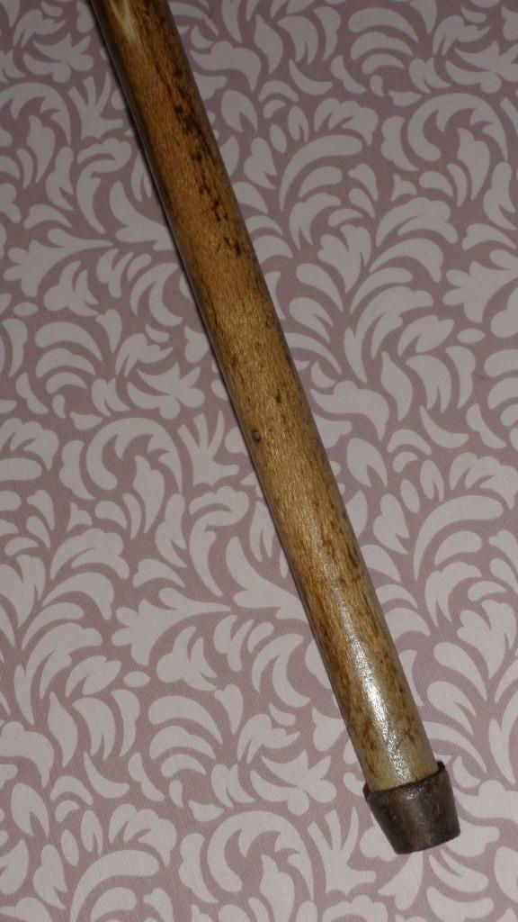 Thumbnail: Antique Ladies Gold Plate Dress Cane With French Porcelain Ball Top - 77cm