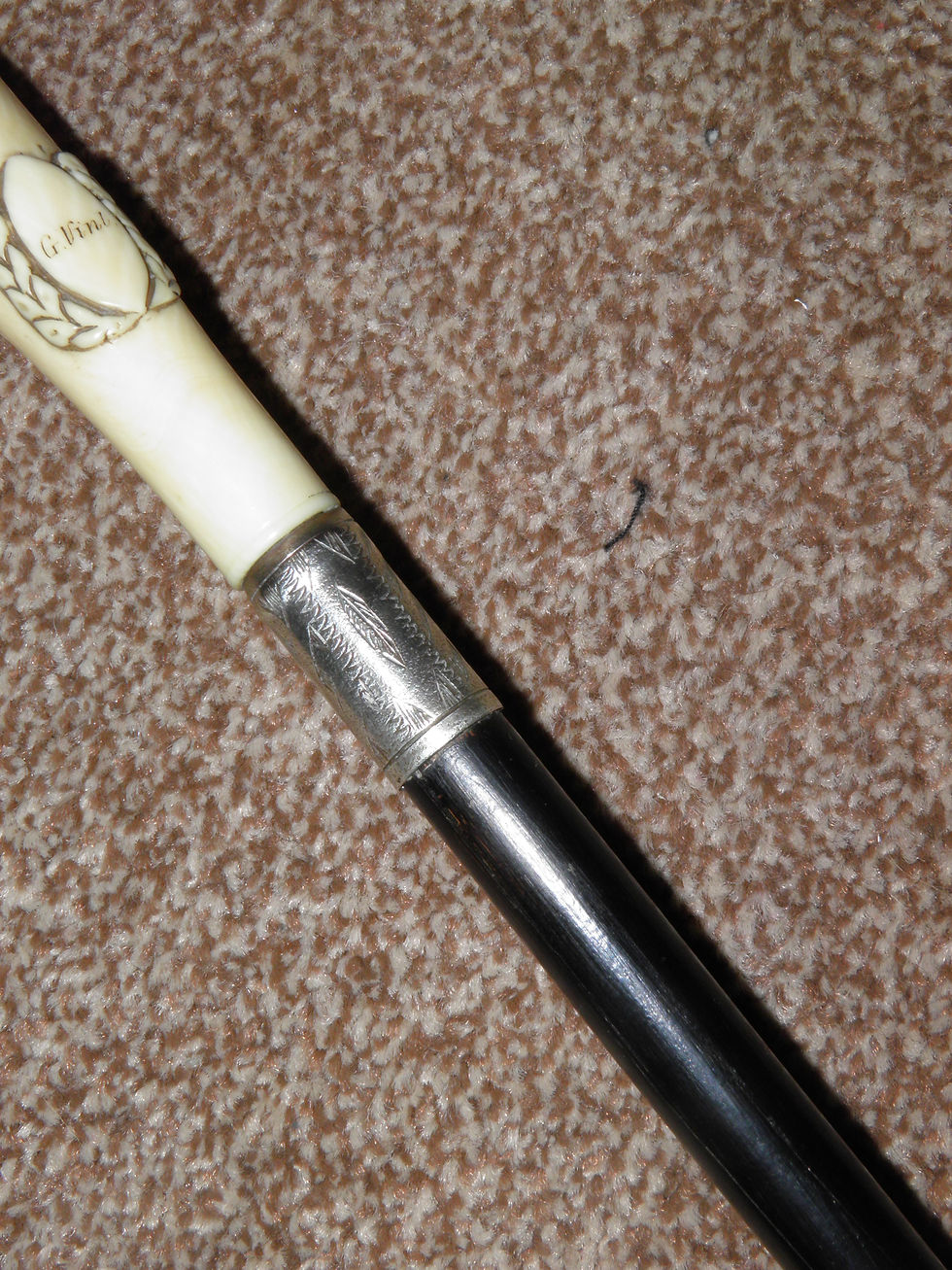 Thumbnail: Antique Nickel Silver Bone Topped Ebonised Walking/Dress Cane 'G.Vint'