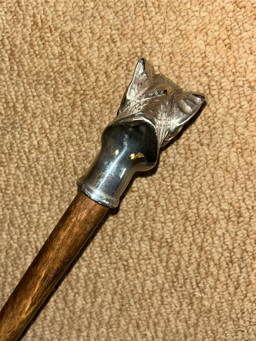 Thumbnail: Vintage Oak Walking Stick Cane - Silver Plated Intricate Elephant Head Top