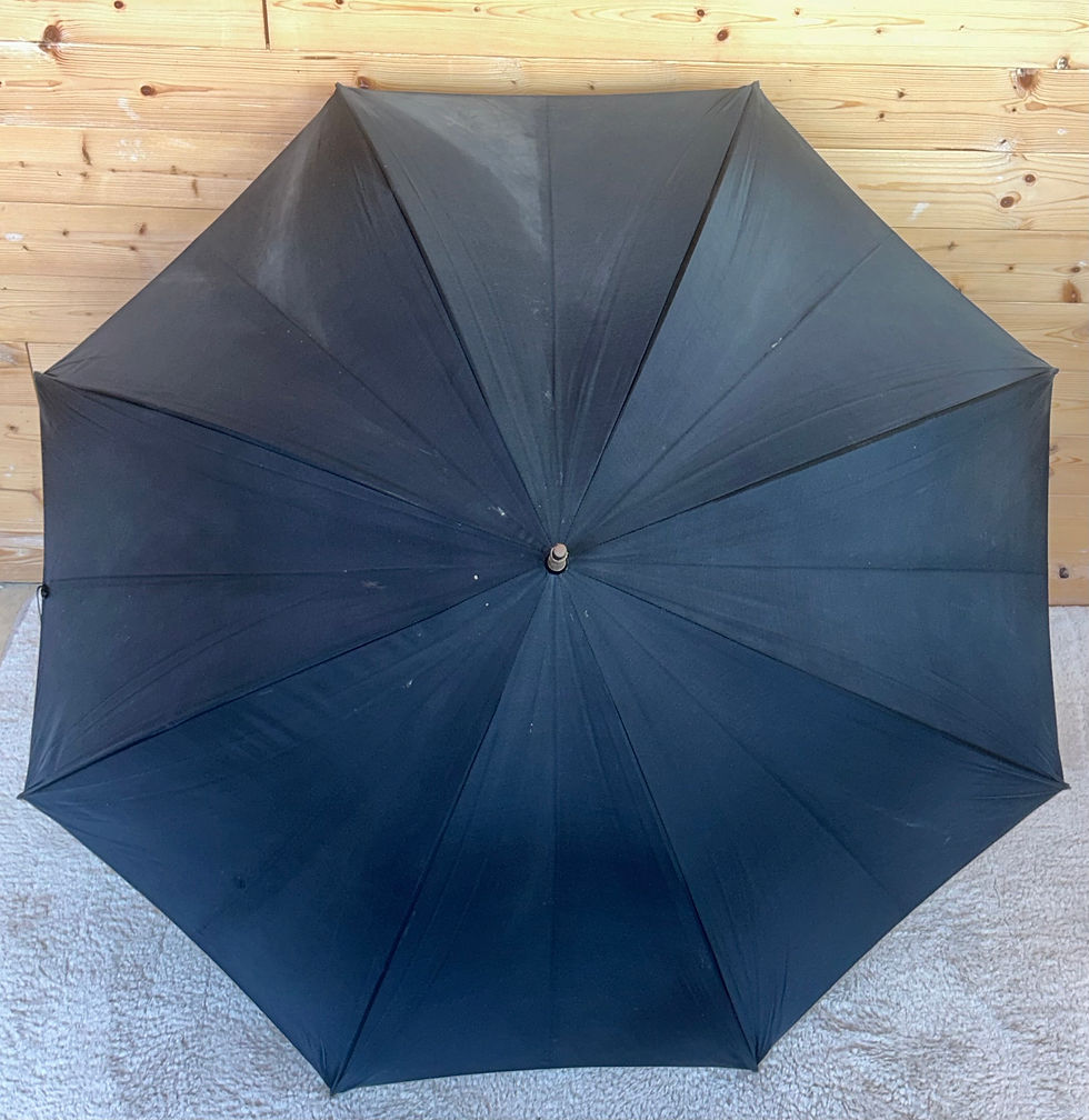 Thumbnail: Antique Black Umbrella - Whangee Bamboo Crook Handle & Gold Plated Collar - N.P