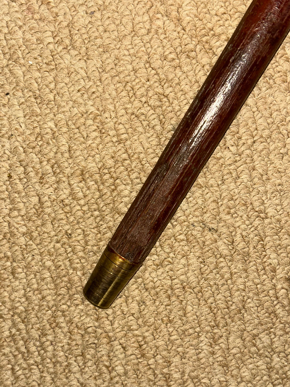 Thumbnail: Antique Gadget Walking Stick / Cane - Hound Head Whistle Handle & Scene Collar