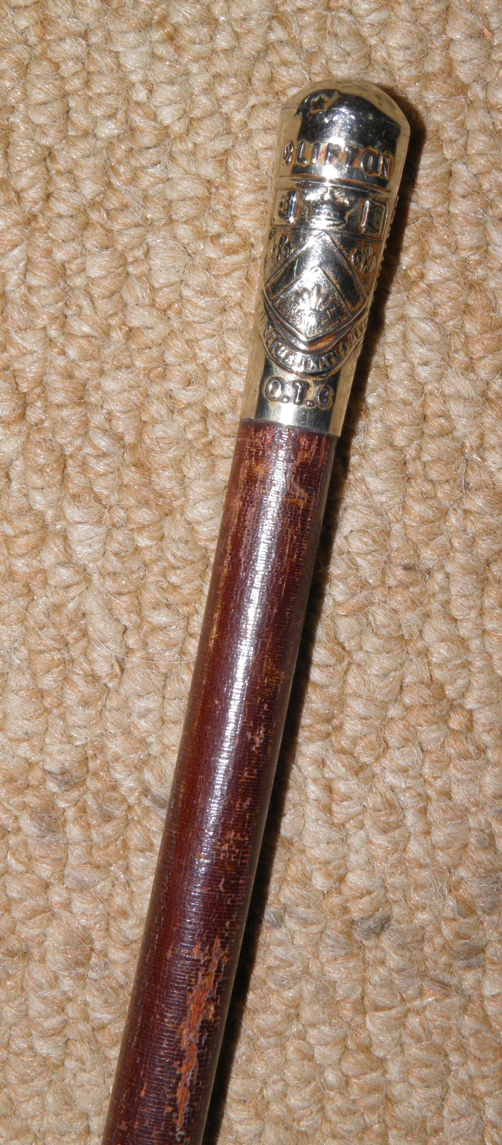 Vintage WW2 UK Military Swagger Stick - Silver Top Clifton OTC Engineer Crest