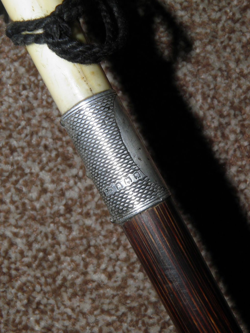 Thumbnail: Antique Hallmarked 1922 Silver Walking Stick/Dress Cane With Vacant Cartouche