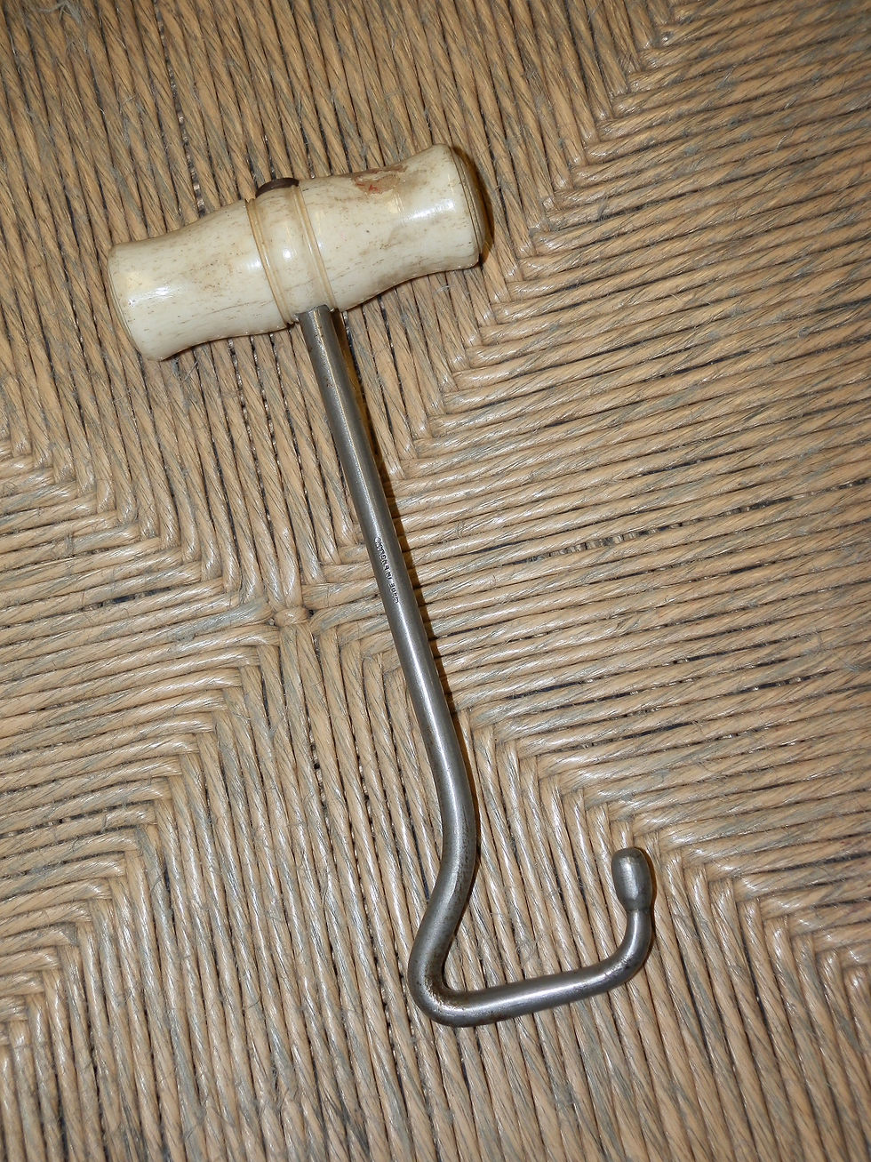 Antique Military English Made Pair Of Carved Bone Topped Boot Pulls