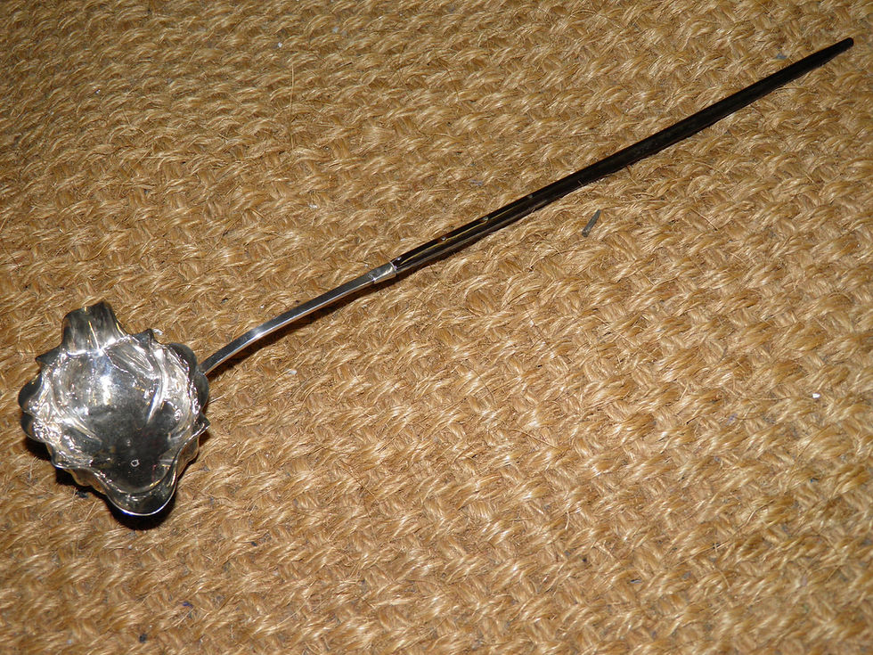 Thumbnail: Antique Early Georgian Hallmarked 1727 Silver Punch Ladle - Whalebone Handle
