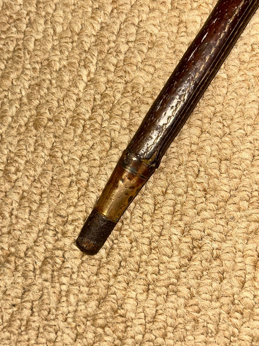Thumbnail: Antique Flexible Brown English Leather Cladded Stick / Cane - Ball Top