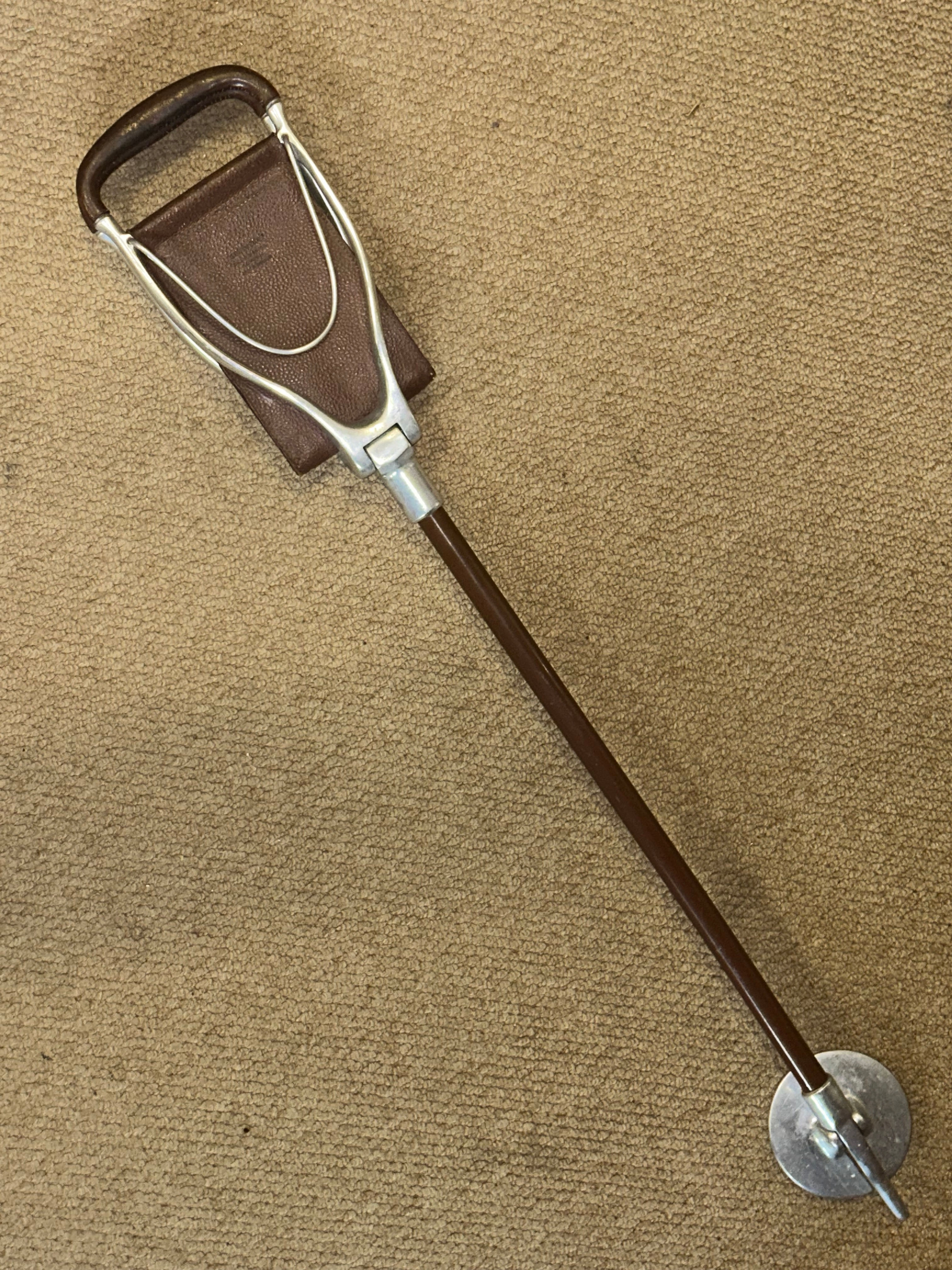 Vintage Shotover Shooting Stick Fold-Out Brown Leather Seat By SWAINE BRIGG