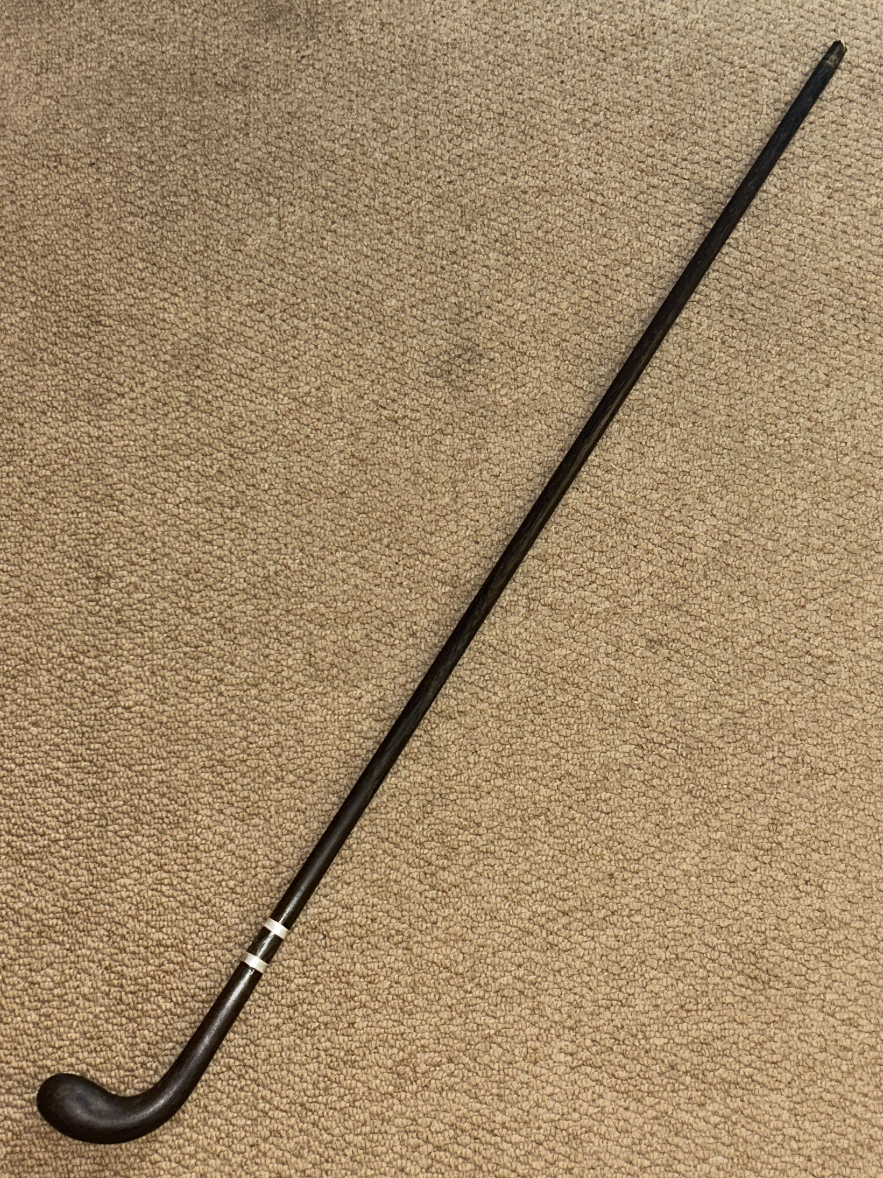 Antique Sunday / Sabbath Golf Walking Stick / Cane - Silver Collars By J.Howell