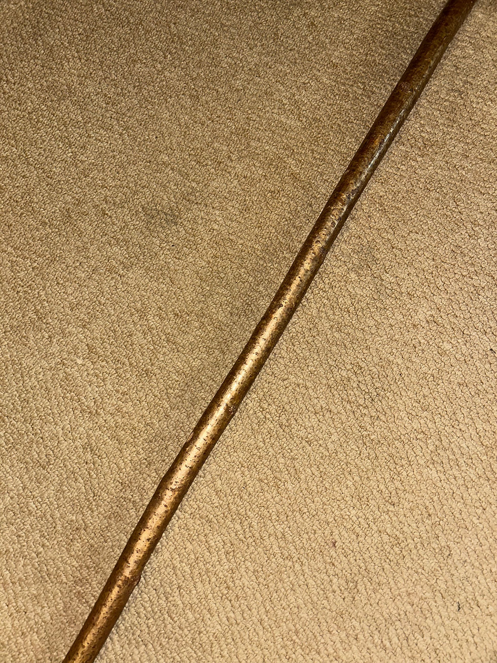 Thumbnail: Antique Rustic Walking Stick Cane - Hand-Carved Dove Bird Top Glass Eyes