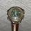 Thumbnail: Antique Persian Walking Stick Cane Gold Plated Engraved Top W/ Mounted Gemstones